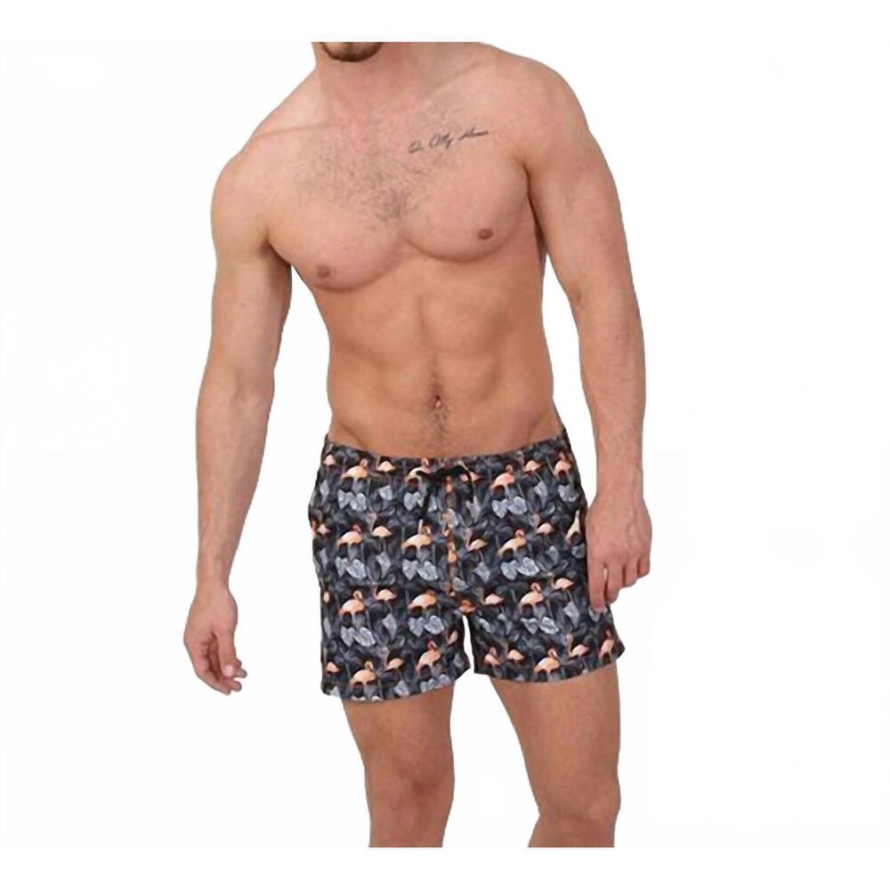 NEW EIGHT X flamingo and palm print swim trunks in black